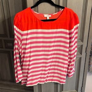 Used J. Crew blouse size 14 orange pink & white stripes